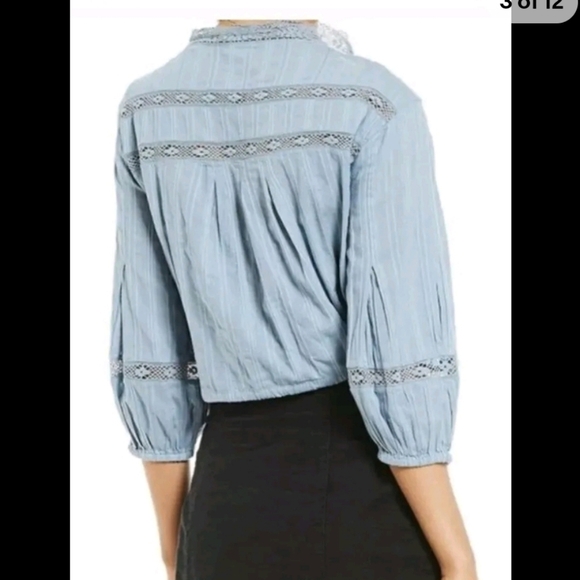 Free people follow your heart peasant blouse crop top sz large embroidery - Picture 9 of 12